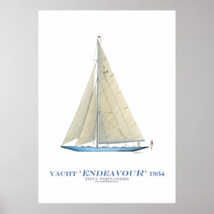 Poster americas cup yacht 'effort', tony fernandes