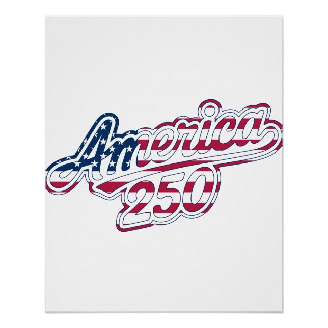Poster Amérique 250 Drapeau Script Semiquincentennial Des (Devant)