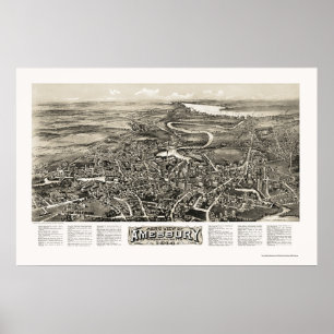 Poster Amesbury, MA Carte panoramique - 1914