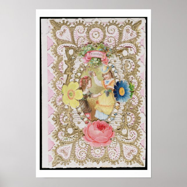Poster Amitié, carte Valentine, c.1870 (litho couleur o (Devant)