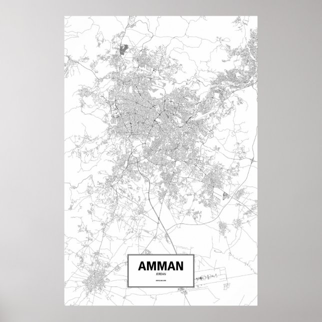Poster Amman, Jordan (black on white) (Devant)