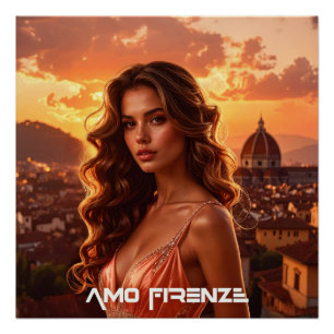 POSTER AMO FIRENZE - J'AIME FLORENCE - ITALIE