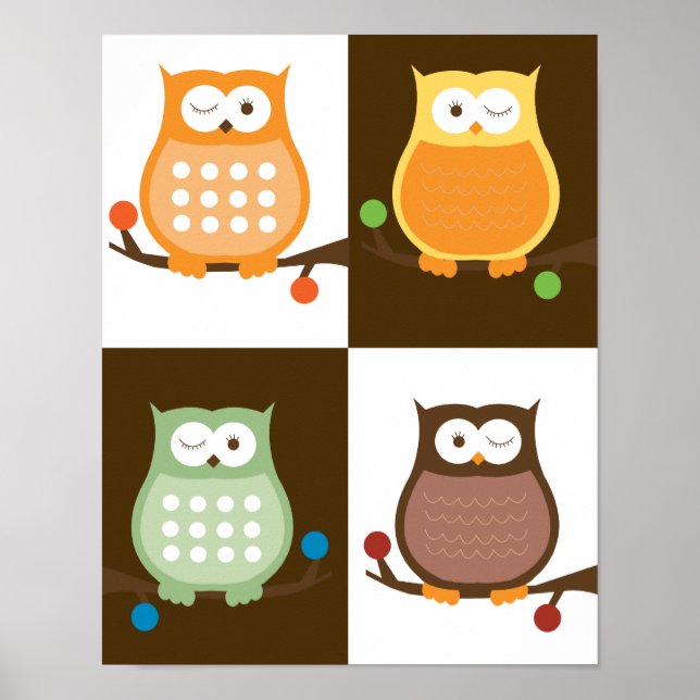 Poster Amore Owls Pop Art Imprimer 11 x 14 (Devant)