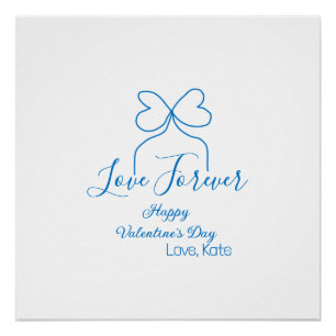 Poster Amour à jamais ruban bleu joyeuse Saint-Valentin n