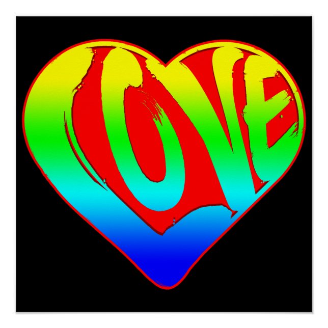 Poster Amour Cœur Coloré Saint-Valentin (Devant)