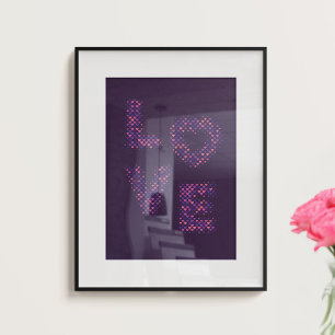 Poster Amour, coeur et couleur violette.