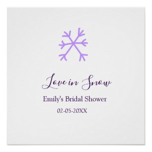 Poster Amour dans la neige douche de mariée paillettes fl