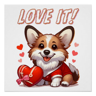 Poster Amour de Corgi Mignon