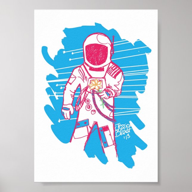 Poster Amour et astronautes Imprimer (Devant)
