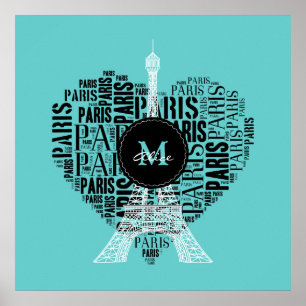 Poster Amour personnalisé Paris   Tour Eiffel
