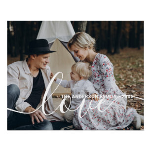 Poster 'Amour' Photo de famille personnalisée avec le nom