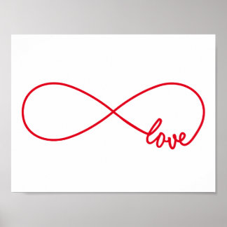 Poster Amour pour toujours, signe rouge infini, amour san