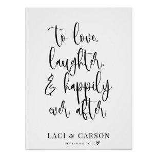 Poster amour rire heureux toujours après mariage toile de