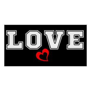 Poster Amour Typographie Blanche Et Cœur Rouge Simple