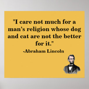 Poster Amoureux des animaux Abraham Lincoln Citation