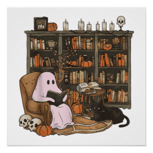 Poster Amoureux des chats du livre de lecture Ghost Hallo