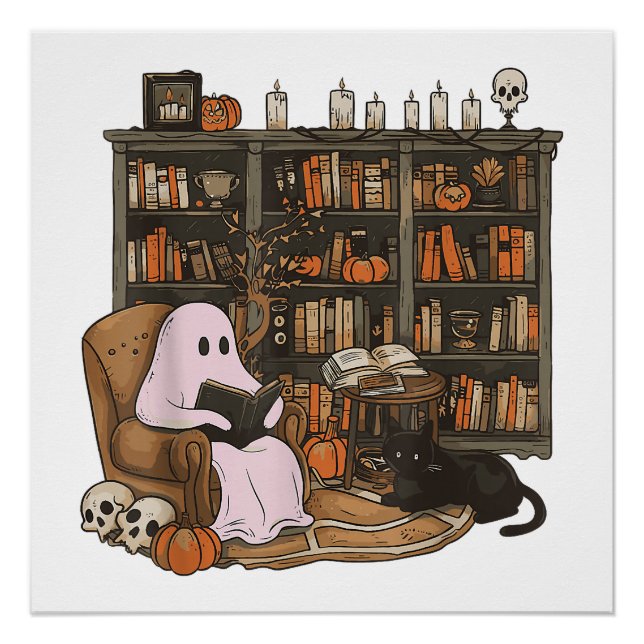 Poster Amoureux des chats du livre de lecture Ghost Hallo (Devant)