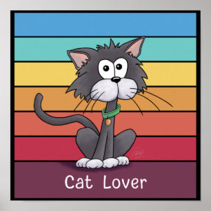 Poster Amoureux des chats festif