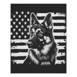 Poster Amoureux du Berger Allemand Drapeau Américain USA