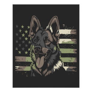 Poster Amoureux du Berger Allemand USA Drapeau Américain 