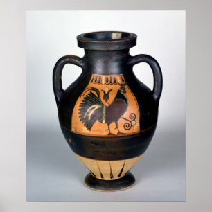 Poster Amphora dépeignant un jeune coq, style corinthien