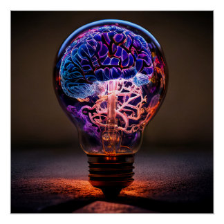 Poster Ampoule électrique du cerveau
