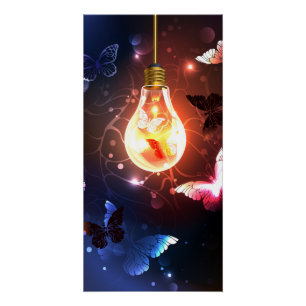 Poster Ampoule lumineuse avec papillons nocturnes