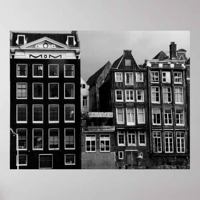 Poster Amsterdam Coffee Shop B/W Art Print (Devant)