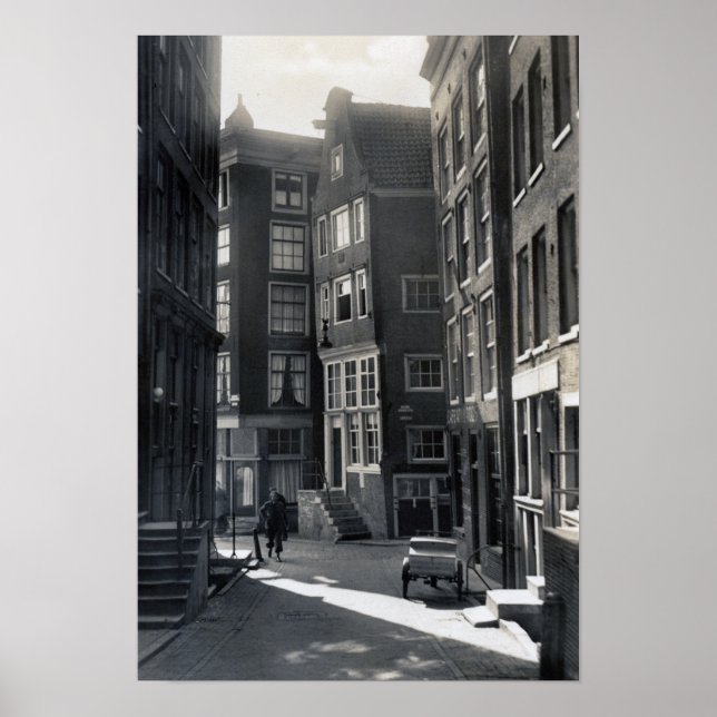 Poster Amsterdam Pays-Bas rue Olofssteeg (Devant)