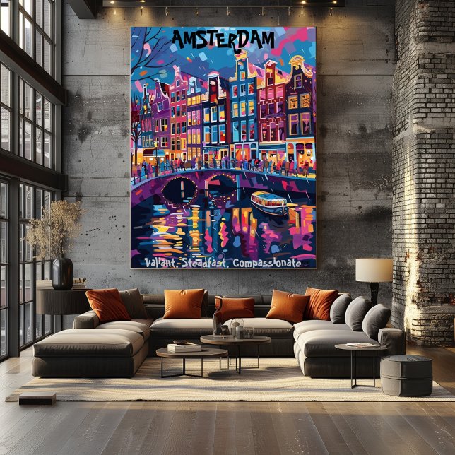 Poster Ámsterdam: Valiente,Firme,Compasivo.Contemporaneo. (Créateur téléchargé)
