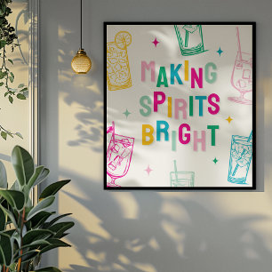 Poster Amusant Coloré 'Making Spirits Bright' Noël