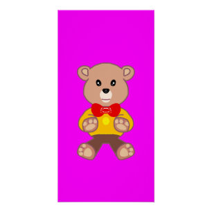Poster Amusant Festif Bowtie Teddy Bear Bright Pink Magen