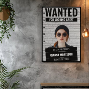 Poster Amusant Mugshot Recherché Personnalisé Nom et Post