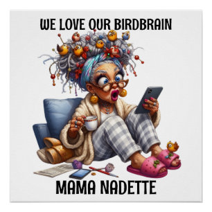 Poster Amusant Senior avec les oiseaux