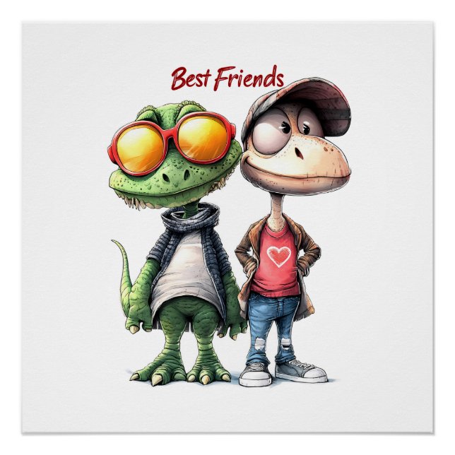 Poster Amusants "Meilleurs Amis" Wall Art (Devant)