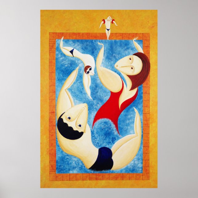 Poster Amusement à la piscine (Devant)