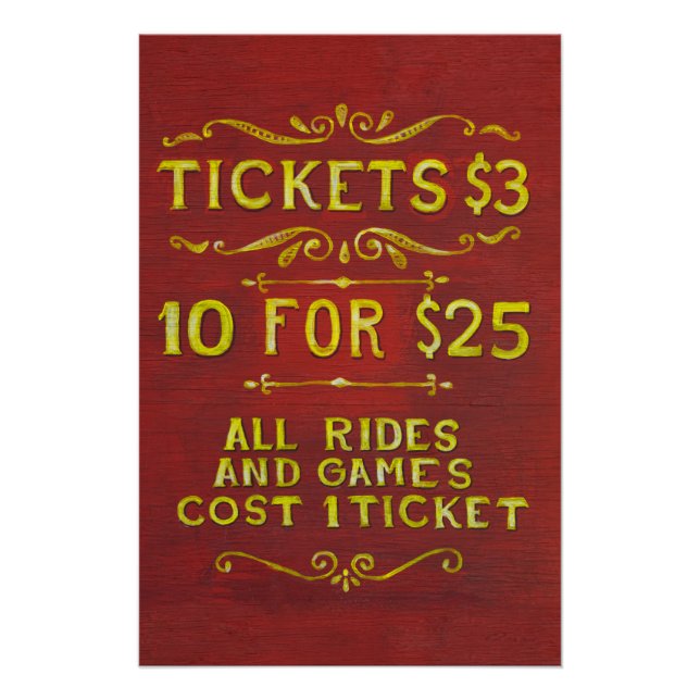 Poster Amusement - Billets 3 Dollars (Devant)
