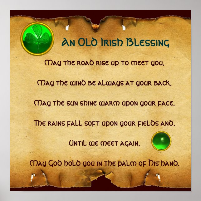 Poster An Old Irish Blessing Parchment, Square (Devant)