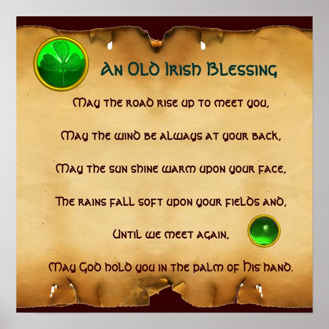 Poster An Old Irish Blessing Parchment, Square (Devant)