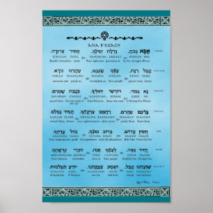 Poster Ana b"Koach ~ Hebrew ~ English ~ Transliteration
