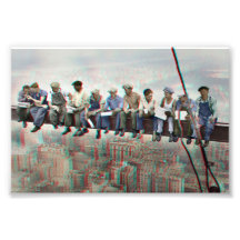 Poster Anaglyph 3D - Déjeuner sur Skyscraper New Y