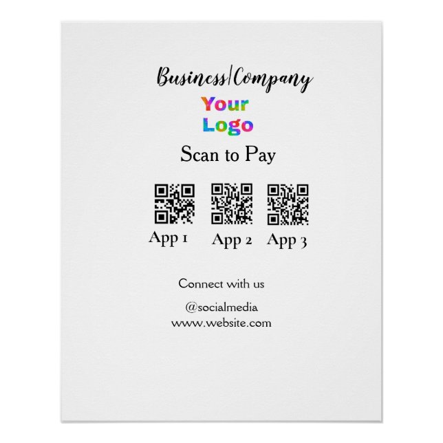 Poster Analyser pour payer le logo de l'entreprise Q R co (Devant)