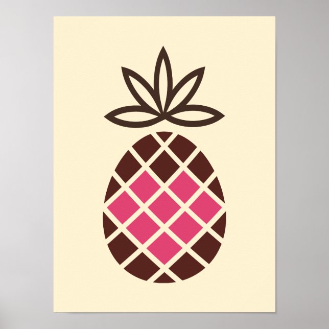 Poster Ananas au chocolat au coeur rose (Devant)
