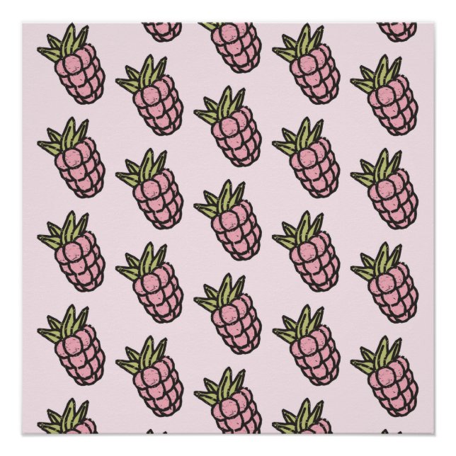 Poster Ananas Motif Y2K Retro Funky Retro (Devant)