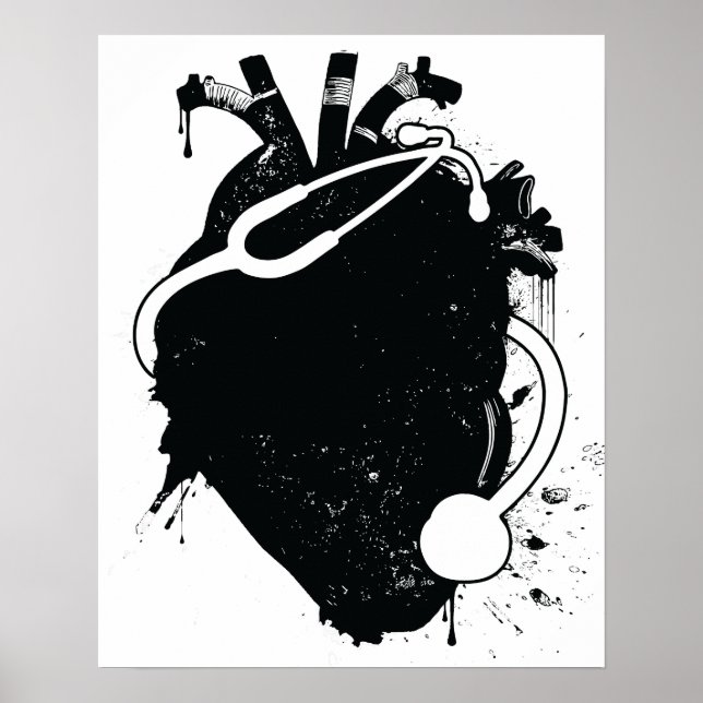Poster anatomical heart stethoscope (Devant)