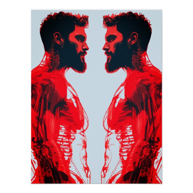 Poster Anatomie Rouge – Étude Abstraite du Muscle Humain (Devant)