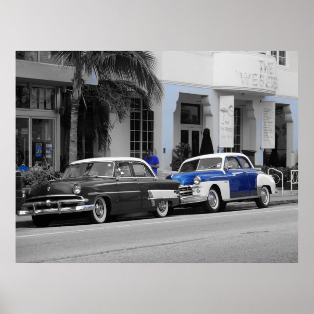 Poster Ancien à Ocean Drive Miami Beach (Devant)