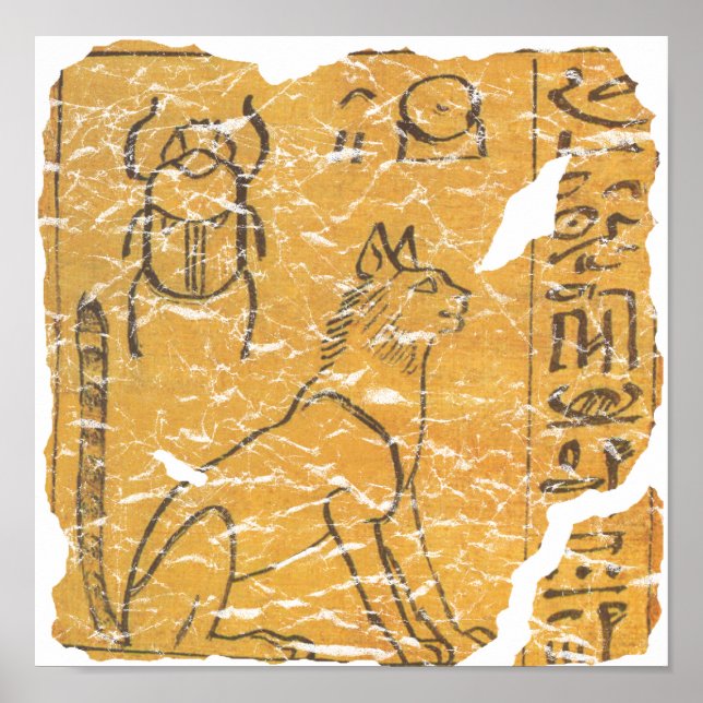 Poster Ancien chat égyptien et scarabée (Devant)