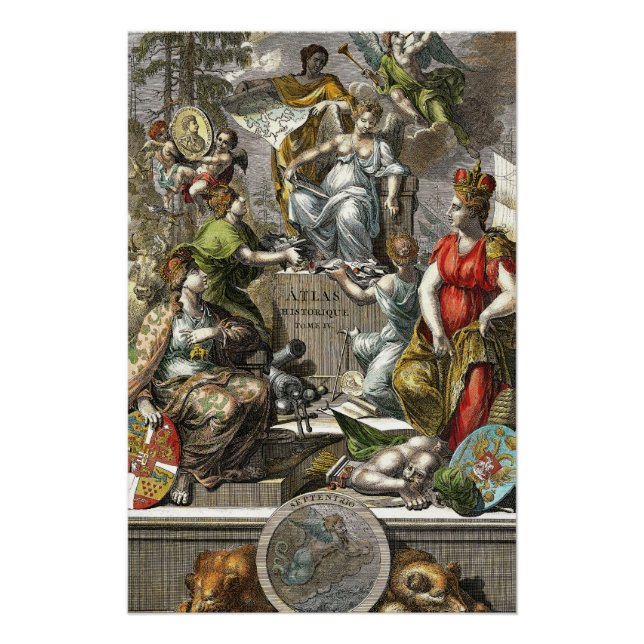 Poster Ancien dessin cartographique (Devant)