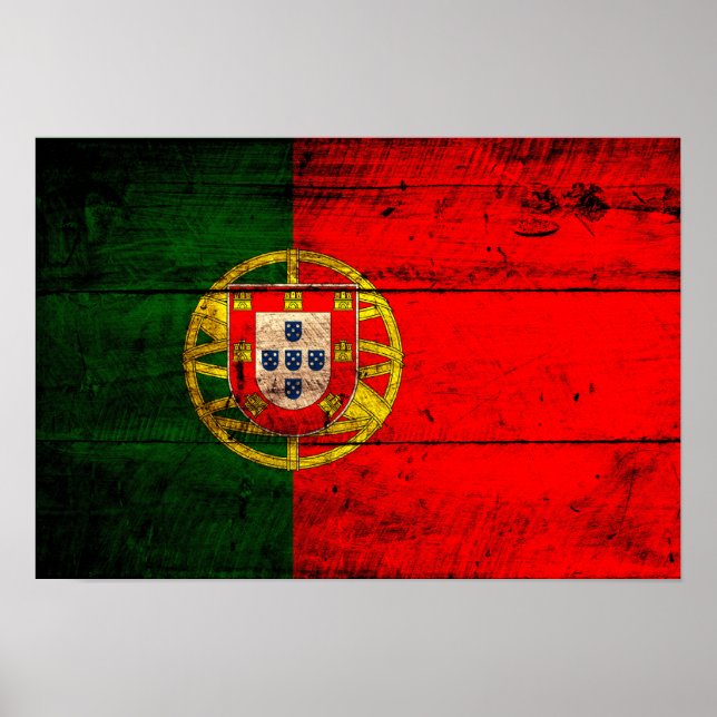 Poster Ancien drapeau portugais en bois (Devant)